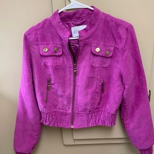 Delia girls medium suede jacket fushia
